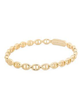 DEVATA 14kt Gold Plated Sterling Silver Anchor Bangle Bracelet